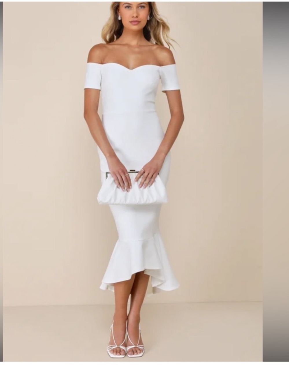 Lulu's Strapless Sweetheart White Mermaid Midi Dress Small